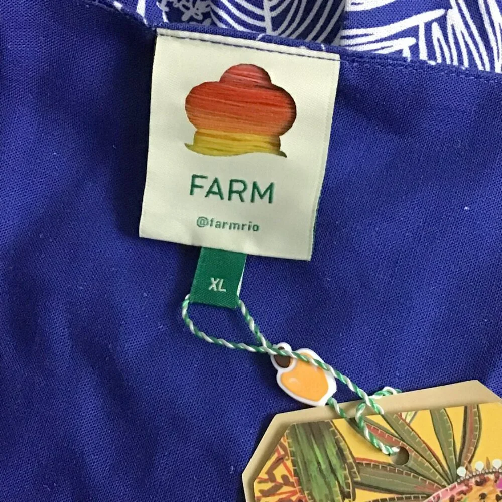 Farm Rio Mixed Ondina Blue Midi Cut out Ruched Sided Buttoned Down Maxi Dress - Picture 13 of 16